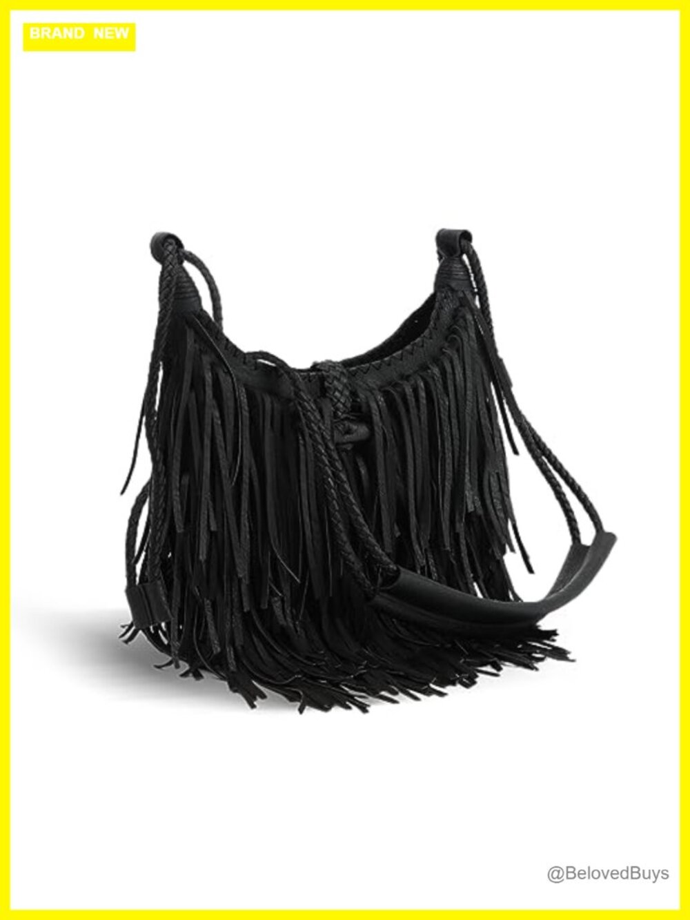 Vegan Faux Suede Leather Fringe Hobo Bag Tassel Crossbody Purse